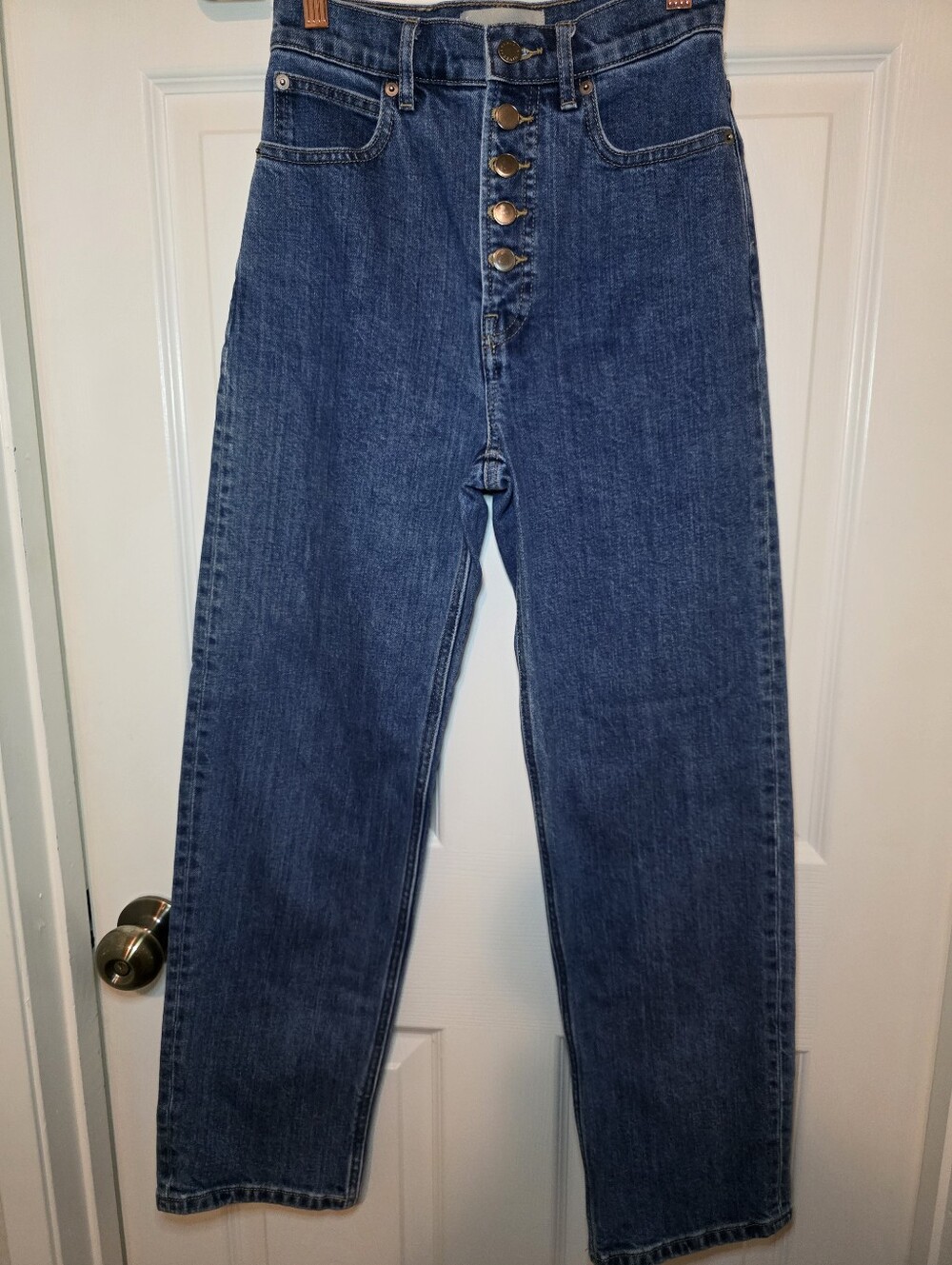 Everlane The Way High Jeans Womens 24 Blue High Rise Straight Button Fly